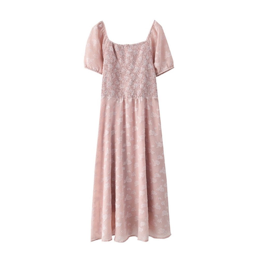 Printed Midi Dress with Short Sleeves for Women